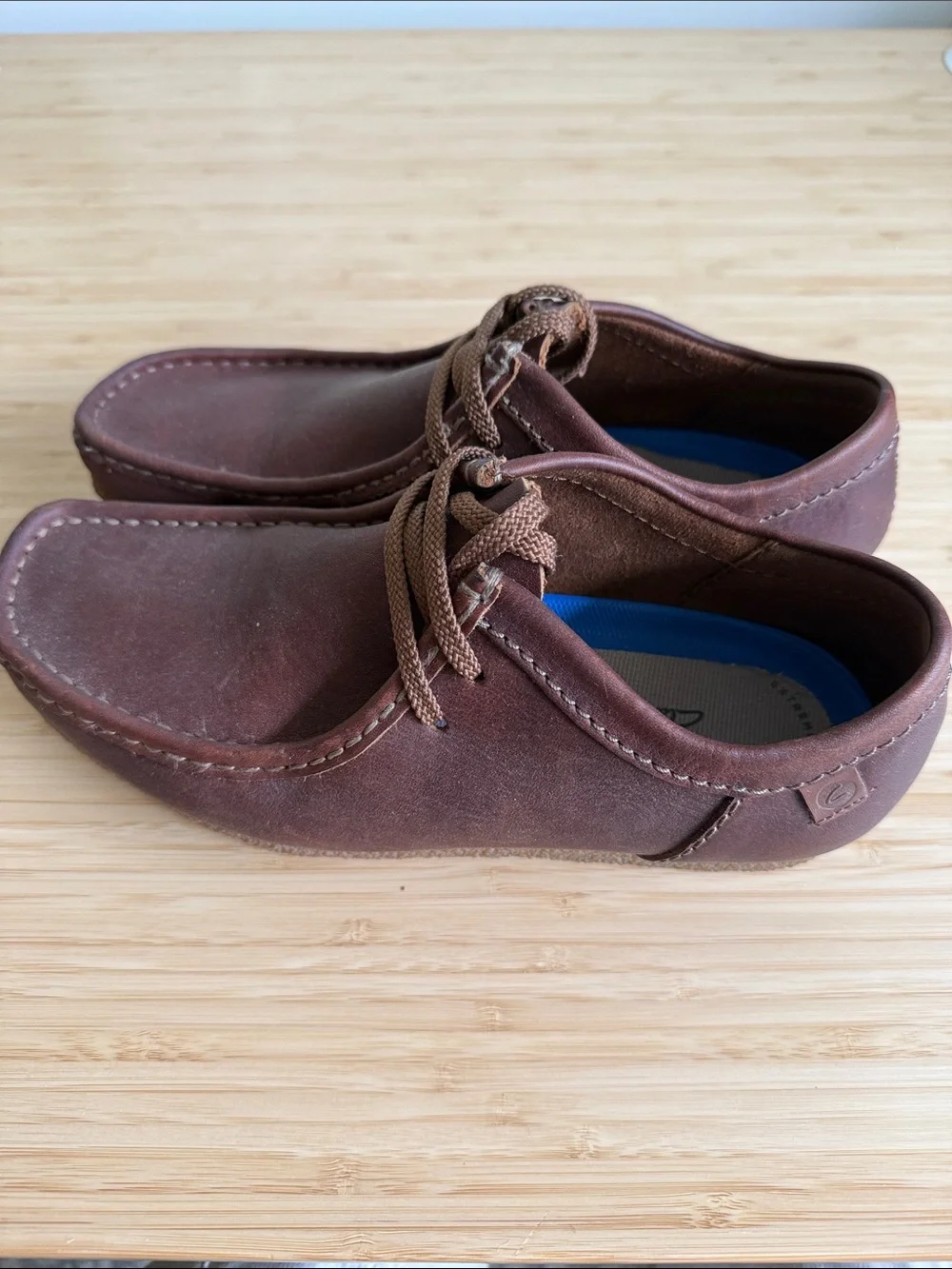 Clarks Men’s Brown Leather Boat Shoes with Blue Insole